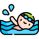 animated boy swimming