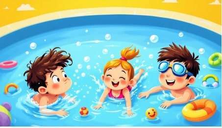 kids playing in the pool