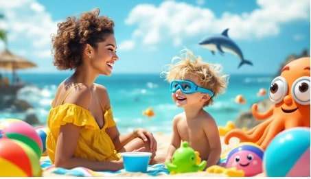 kids having fun at the beach
